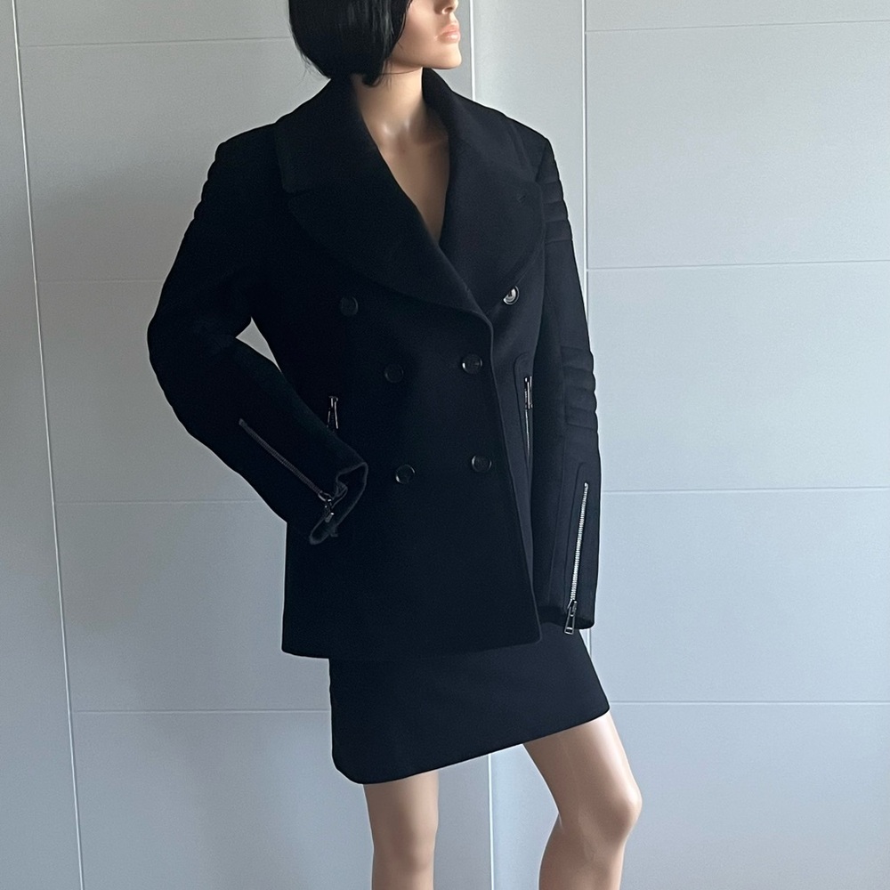 Belstaff Black Double-Breasted Pea Coat - Picture 14 of 16